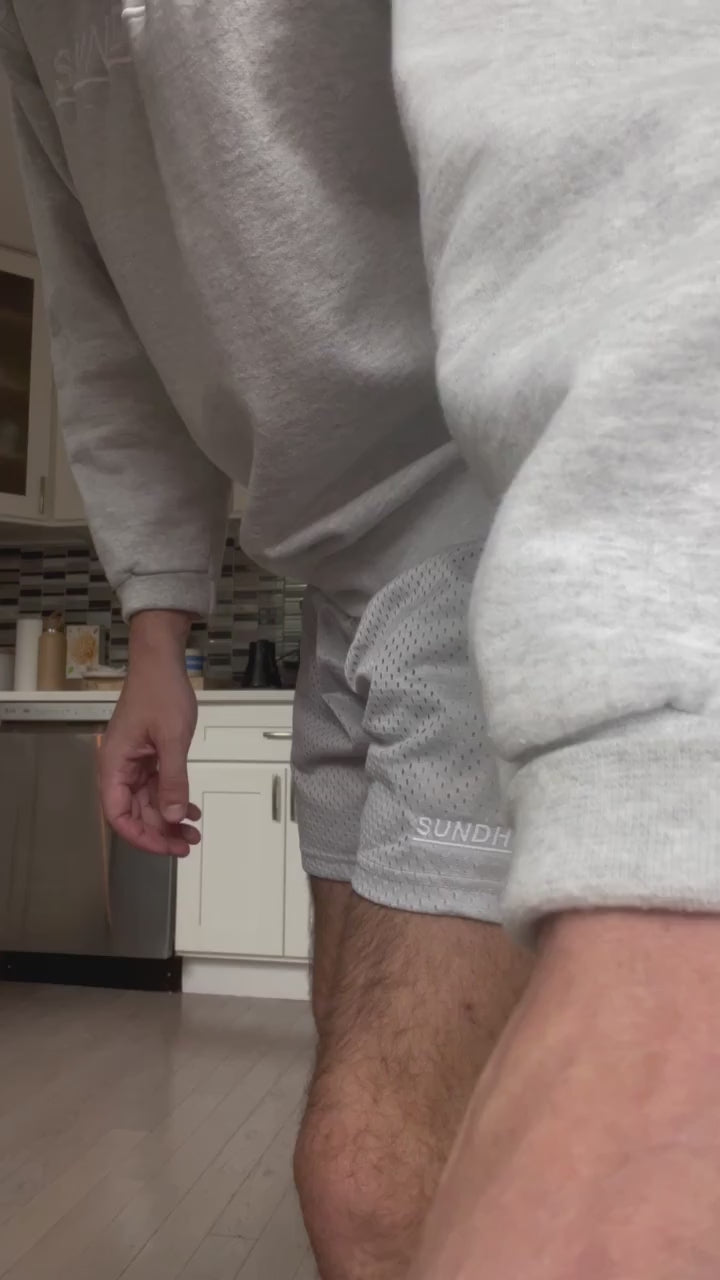 Athletic Lightweight Mesh Shorts in Light Grey